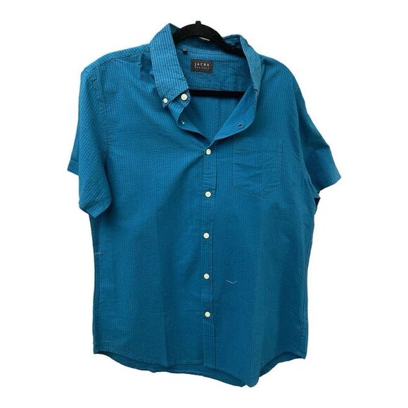 Men’s Jachs NY Teal Short Sleeve Button Down Casual Shirt Size Large - Picture 1 of 5